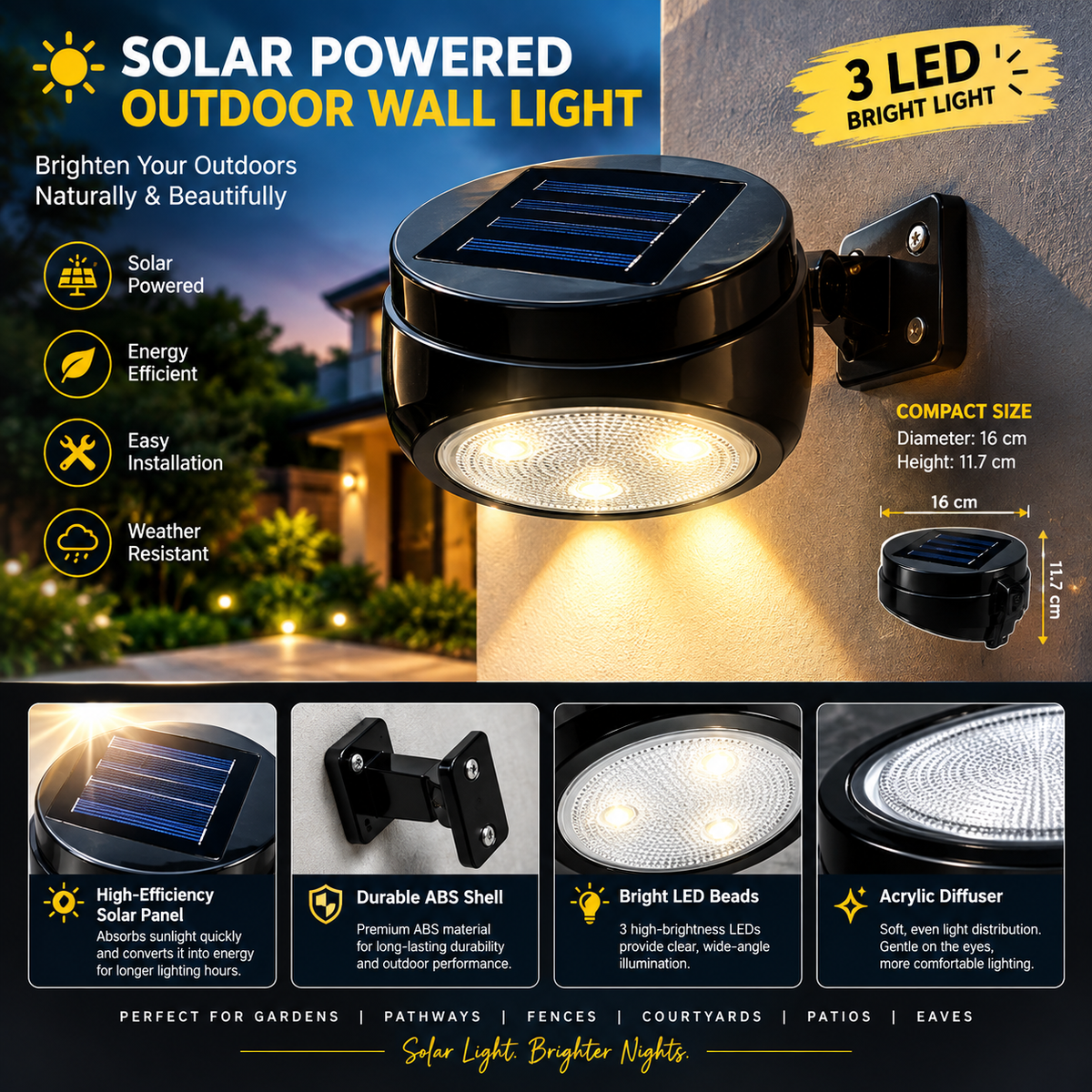 🏡 Best Seller | GlowEdge™ Solar Gutter & Wall Light