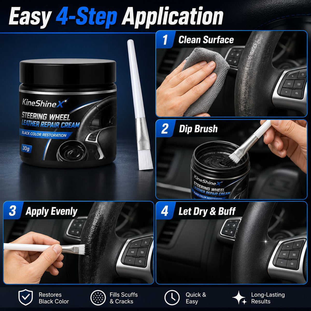 🔥 Hot Selling | SteerRestore™ High Quality New Leather Repair & Revive Cream with Brush
