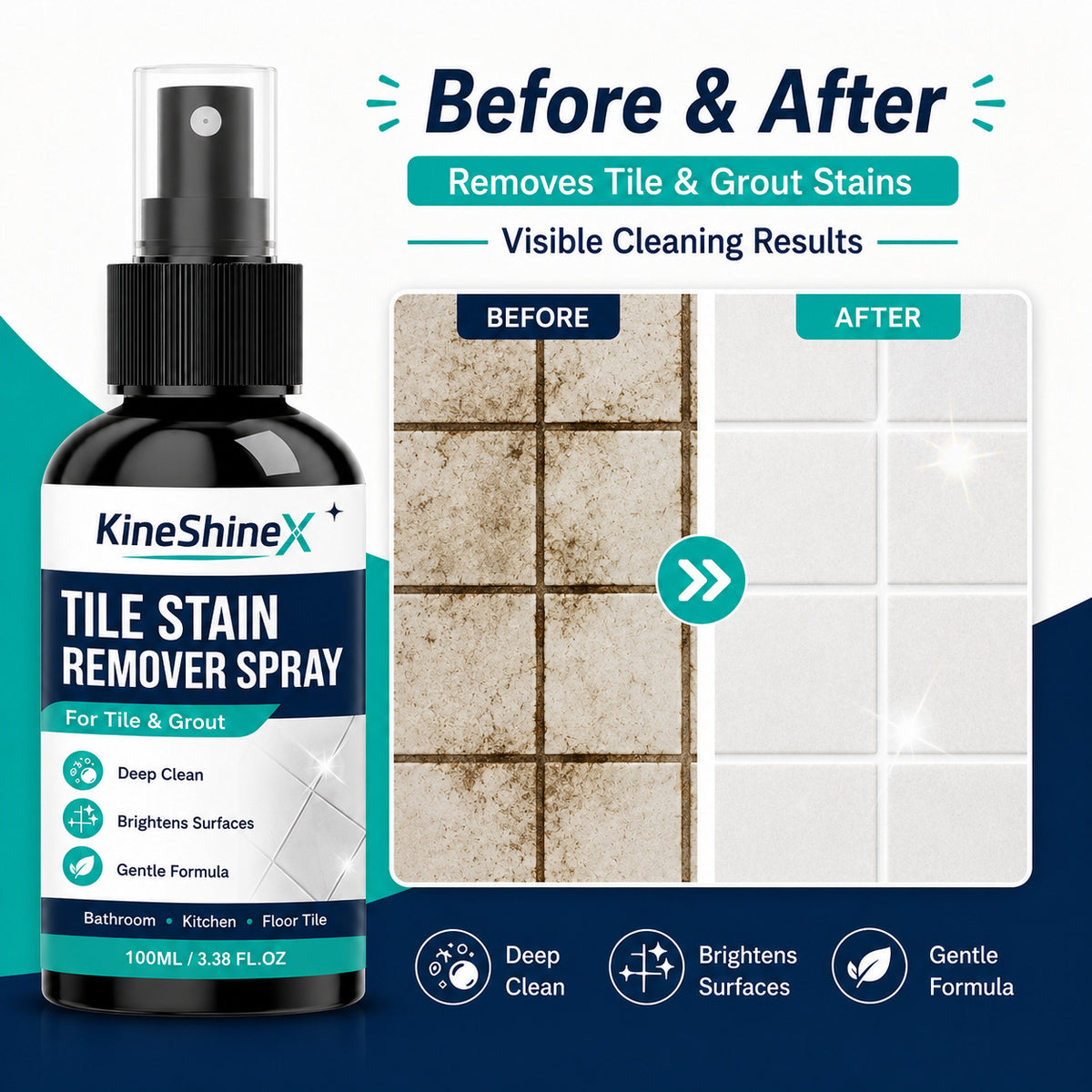 🔥 Hot Selling Powerful Grout & Tile Stain Remover with Towel